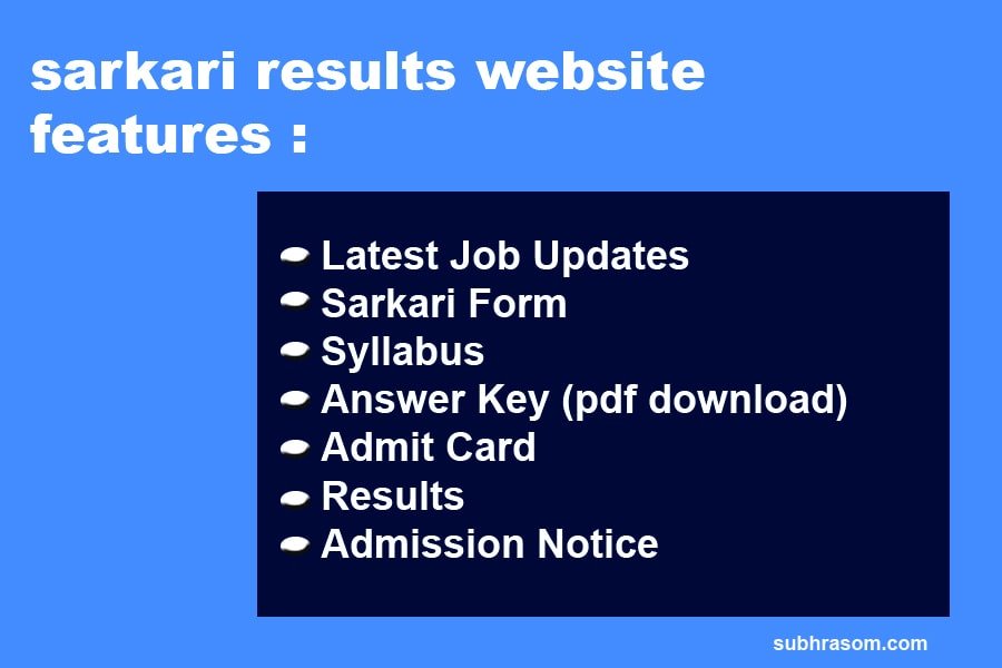 sarkari results website features
