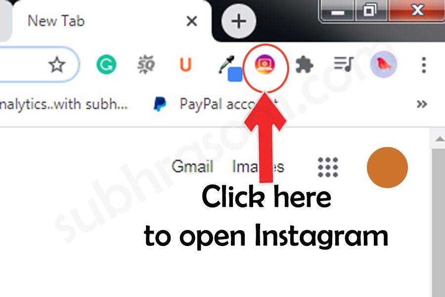 instagram logo of the extension and how to open it