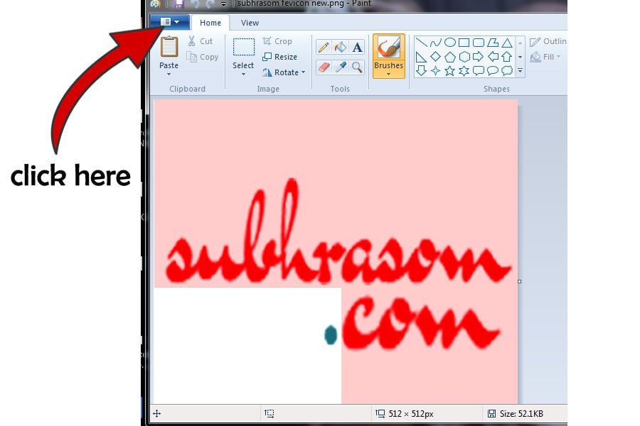 the process of clicking on the file option in editor to change the image format