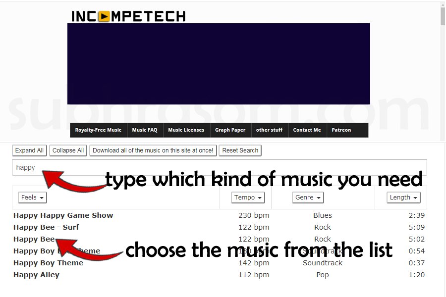 downloading royalty free music file for using them in the video